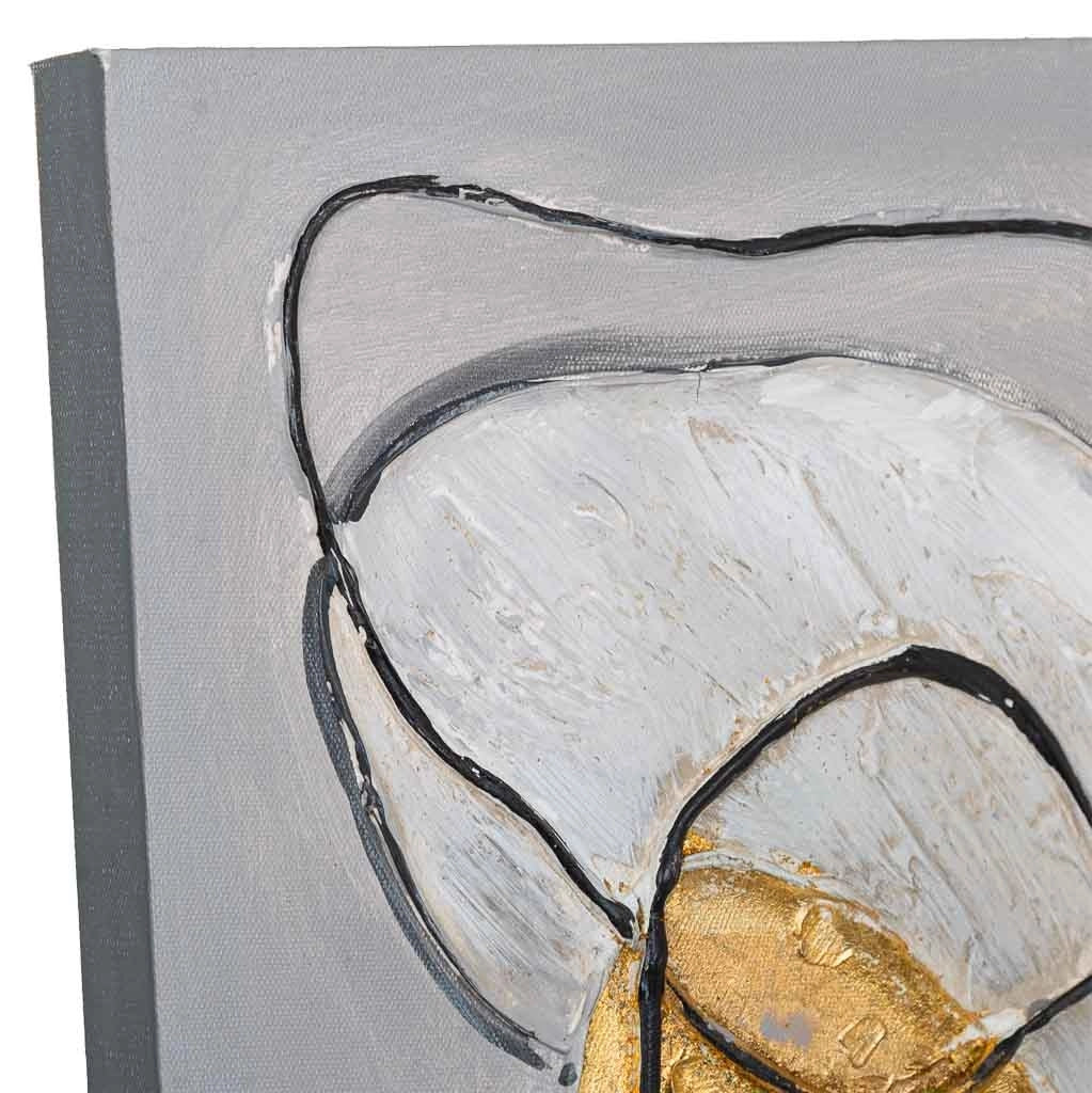 Quadro dipinto a mano con rilievo grigio 30x90x3h