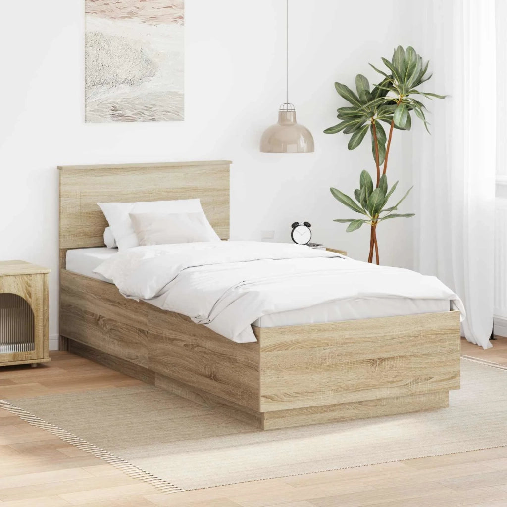 Struttura del letto Rovere Sonoma 90 x 190 cm Legno multistrato
