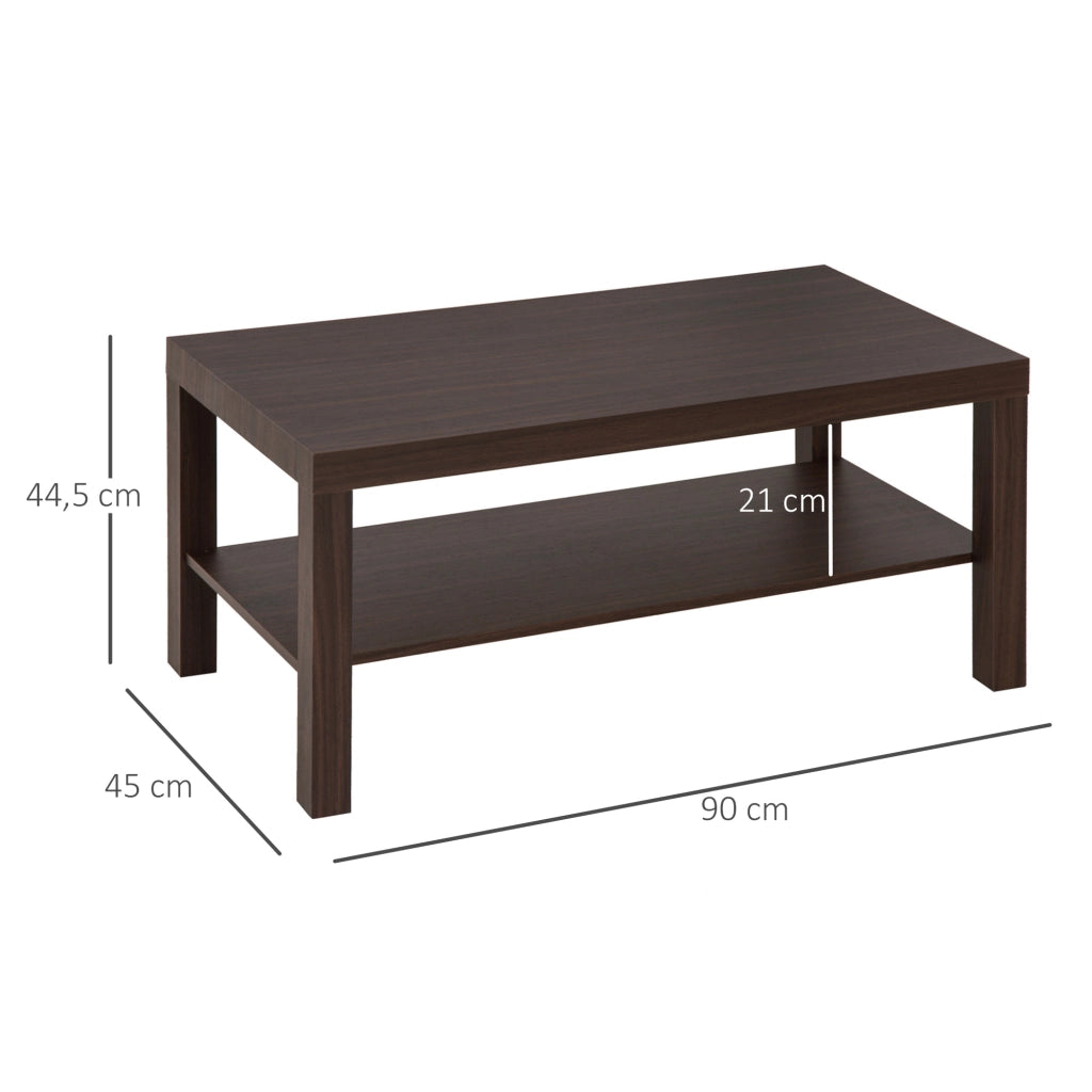 Tavolino da caff¨¨ ¨C Xylo ¨C legno effetto noce con 2 ripiani 90x45x44,5 cm