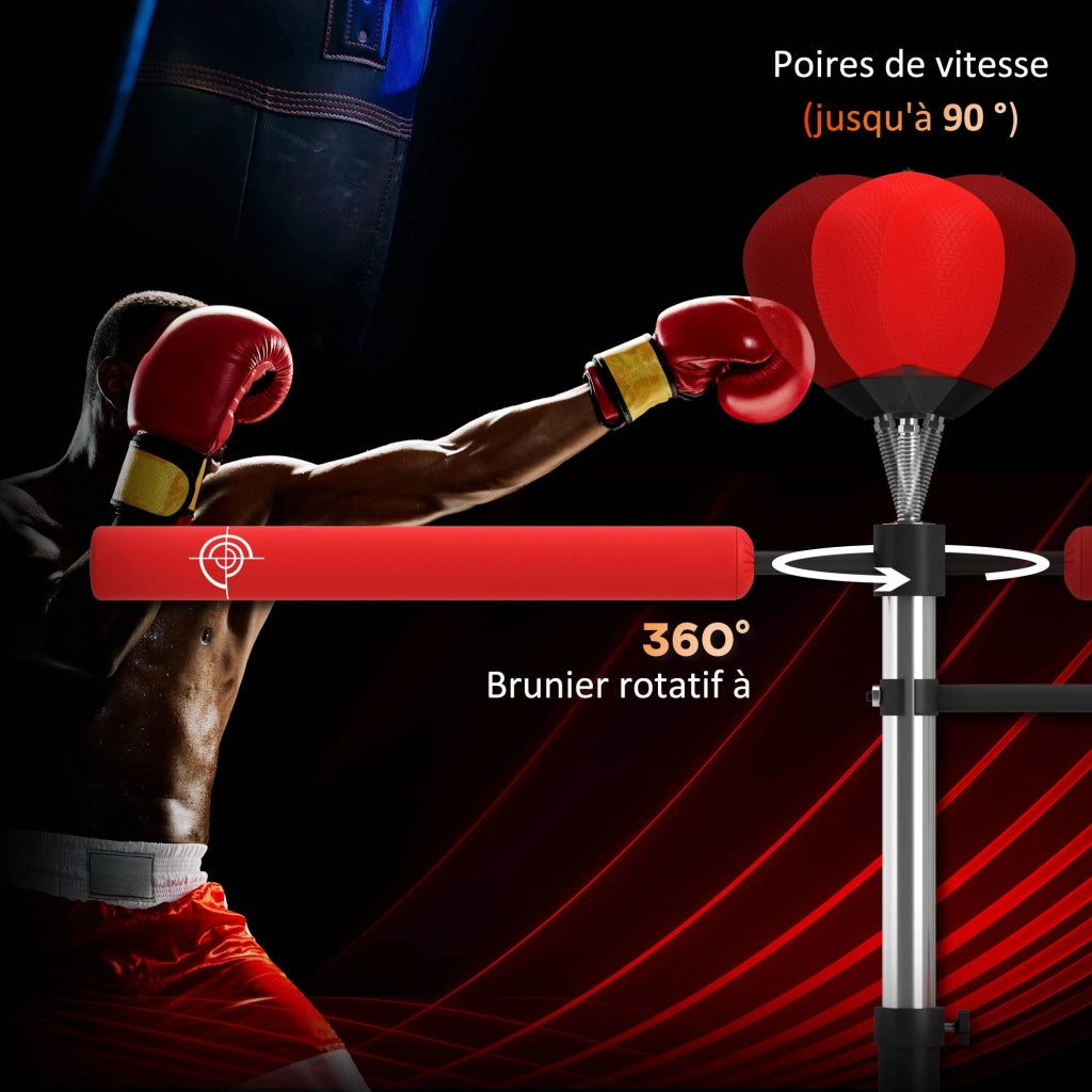 Sacco da boxe con supporto 4 in 1 ¨C zephmum ¨C rosso 88x50x160-230 cm