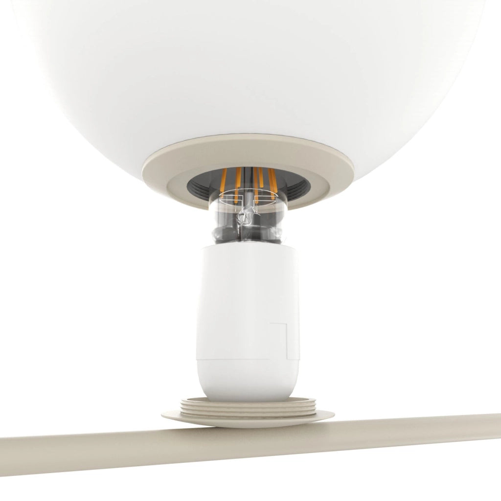 BOOMERANG SOSPENSIONE 6 LUCI ATTACCO E27 SABBIA E VETRO BIANCO