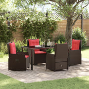 Set da Pranzo da Giardino 5 Pezzi Marrone Polyrattan