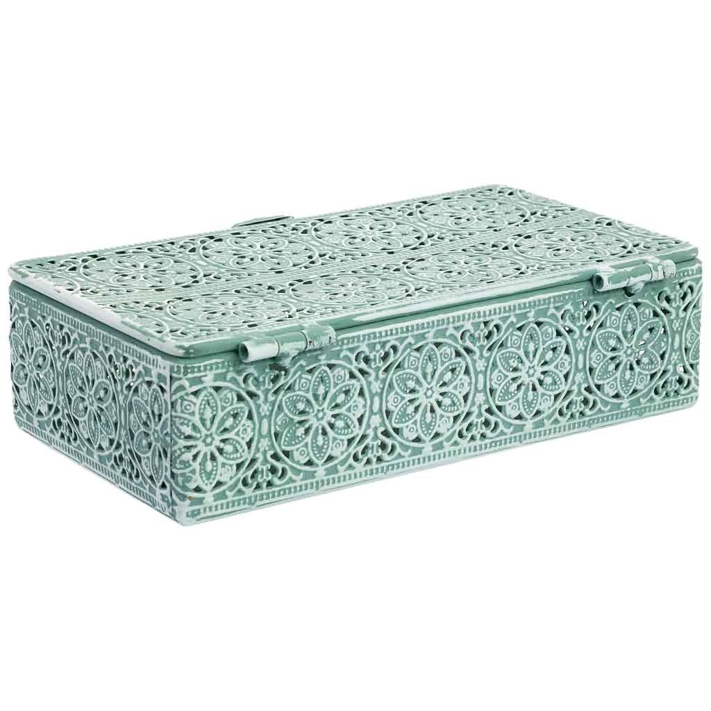 Scatola in metallo verde 20.5x12.5x6h cmh cm