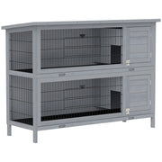 Gabbia per conigli in legno a 2 piani ¨C zephmum ¨C grigio 136x50x93 cm