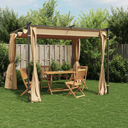 Gazebo con Tende 3x3 cm Grigio Talpa in Acciaio