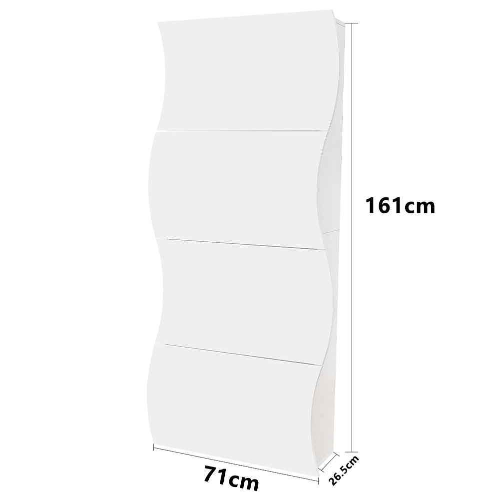 Scarpiera Ingresso in Legno Lucido ONDE 4 Ante Bianco Salvaspazio 71x26.5x161cm