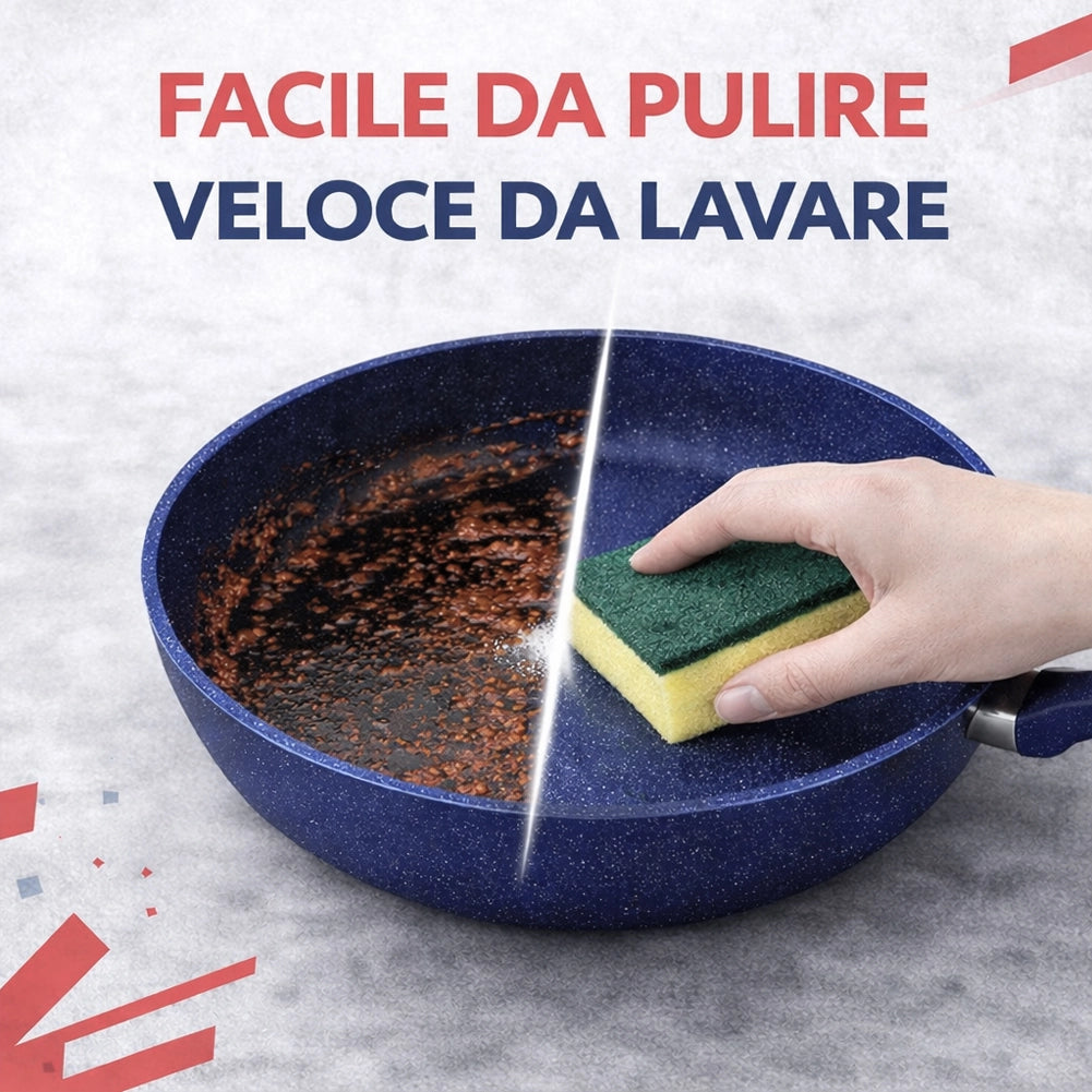 Set 6 Pezzi Padelle con Coperchio 20-24-28 cm in Alluminio Blu
