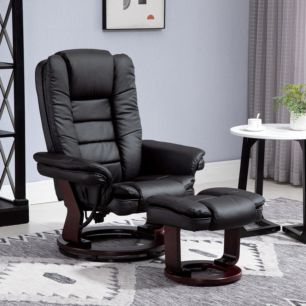Poltrona Relax con Pouf Poggiapiedi ¨C Xylo ¨C Girevole 360¡ã Reclinabile Similpelle PU