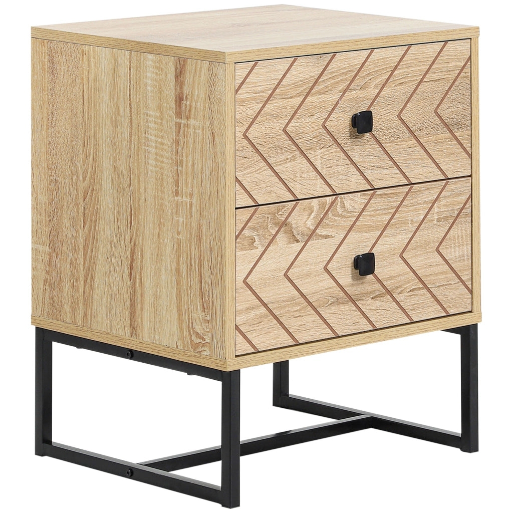 Comodino con 2 Cassetti in Legno ¨C Zephmum ¨C 48x39,5x60 cm