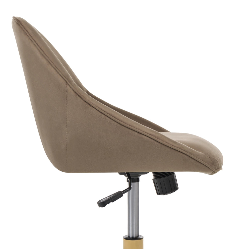 Sedia da ufficio in velluto marrone scuro regolabile e girevole, con gambe in metallo Arredamento da ufficio elegante