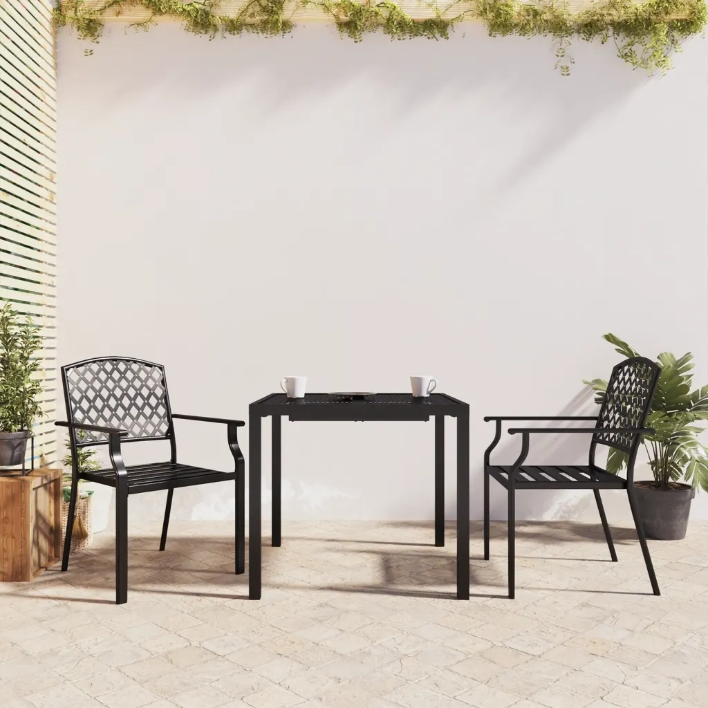 Set da Pranzo da Giardino 3 pz in Acciaio Antracitecod mxl 76725