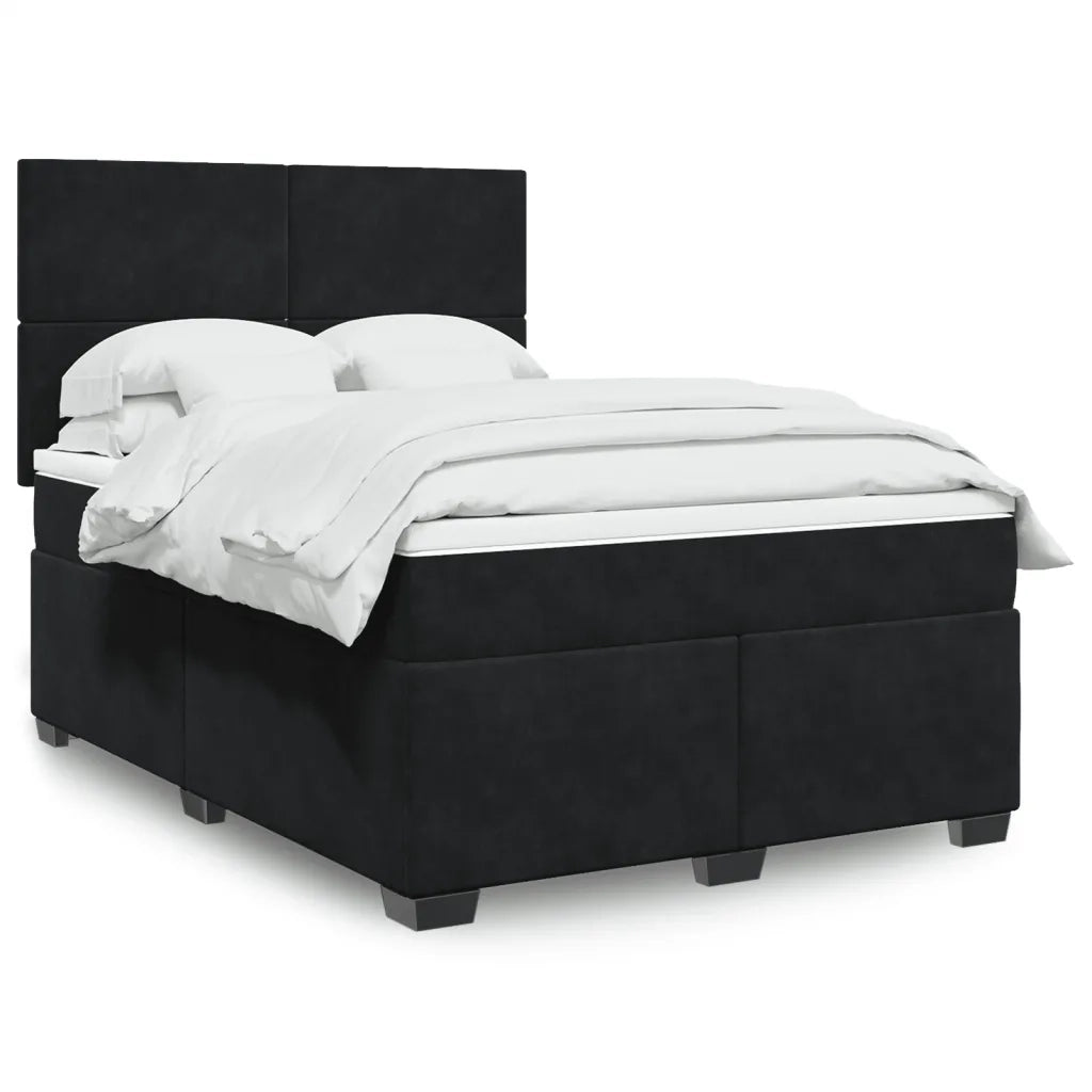Giroletto a Molle con Materasso Nero 160x200 cm in Velluto 3290950