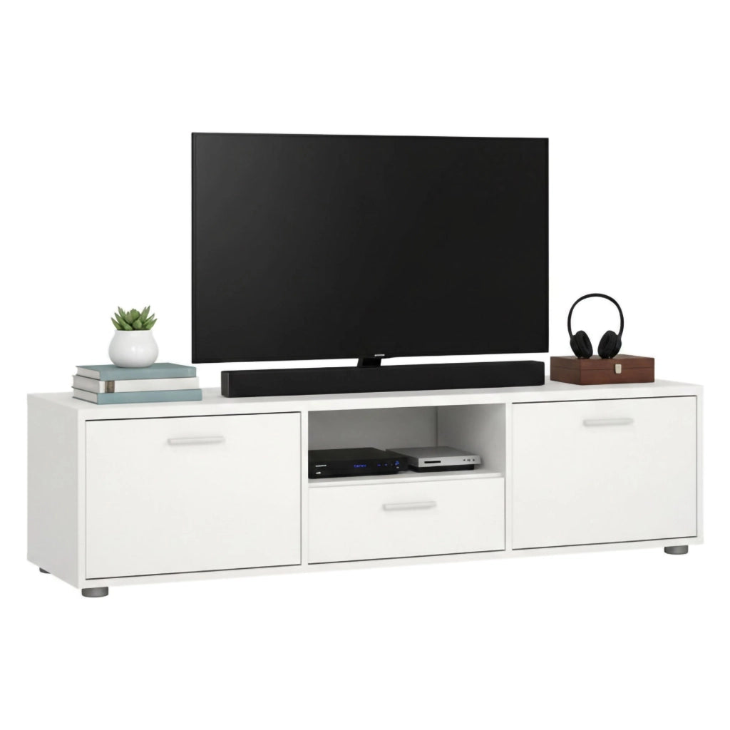 Charo, Mobile Porta tv un Cassetto, 147.2x39.8x38.4h cm Bianco