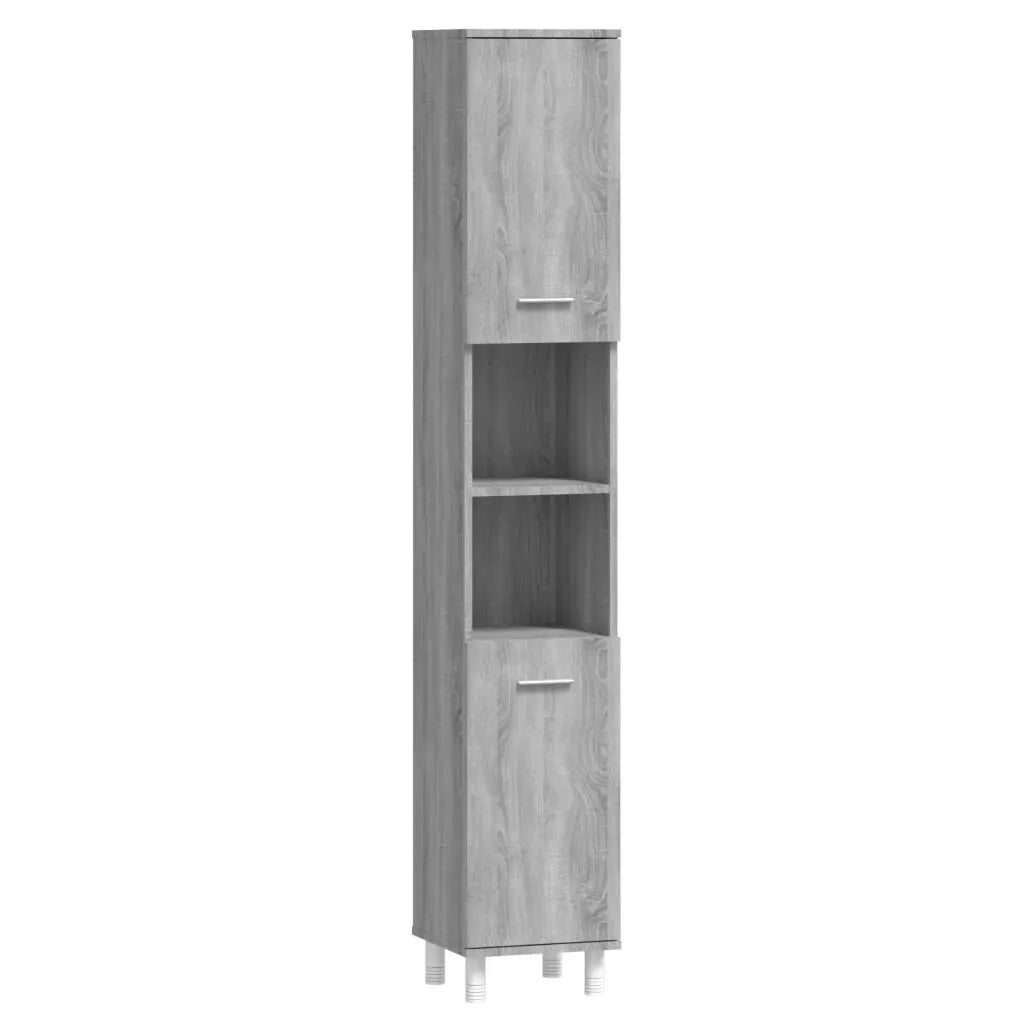 Armadietto Bagno | Armadio da bagno Grigio Sonoma 30x30x179cm in Legno Multistrato
