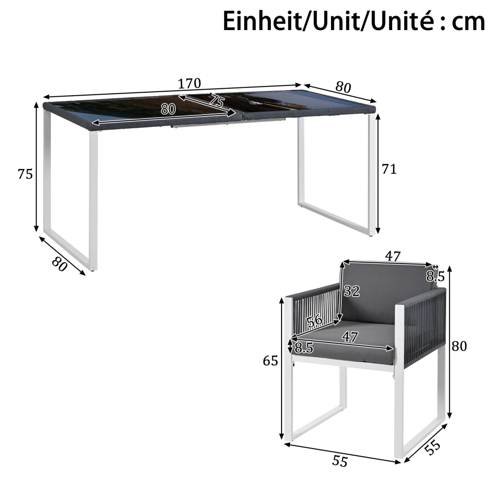 Set Pranzo da Giardino 6 Posti con Poltrone e Cuscini ¨C MINIMAL ¨C Polyrattan