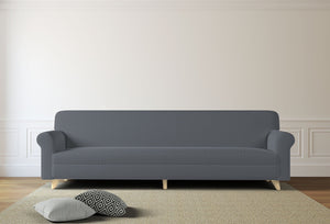 Copridivano Elasticizzato 3 Posti in Poliestere e Cotone Fashionable Grigio Scuro