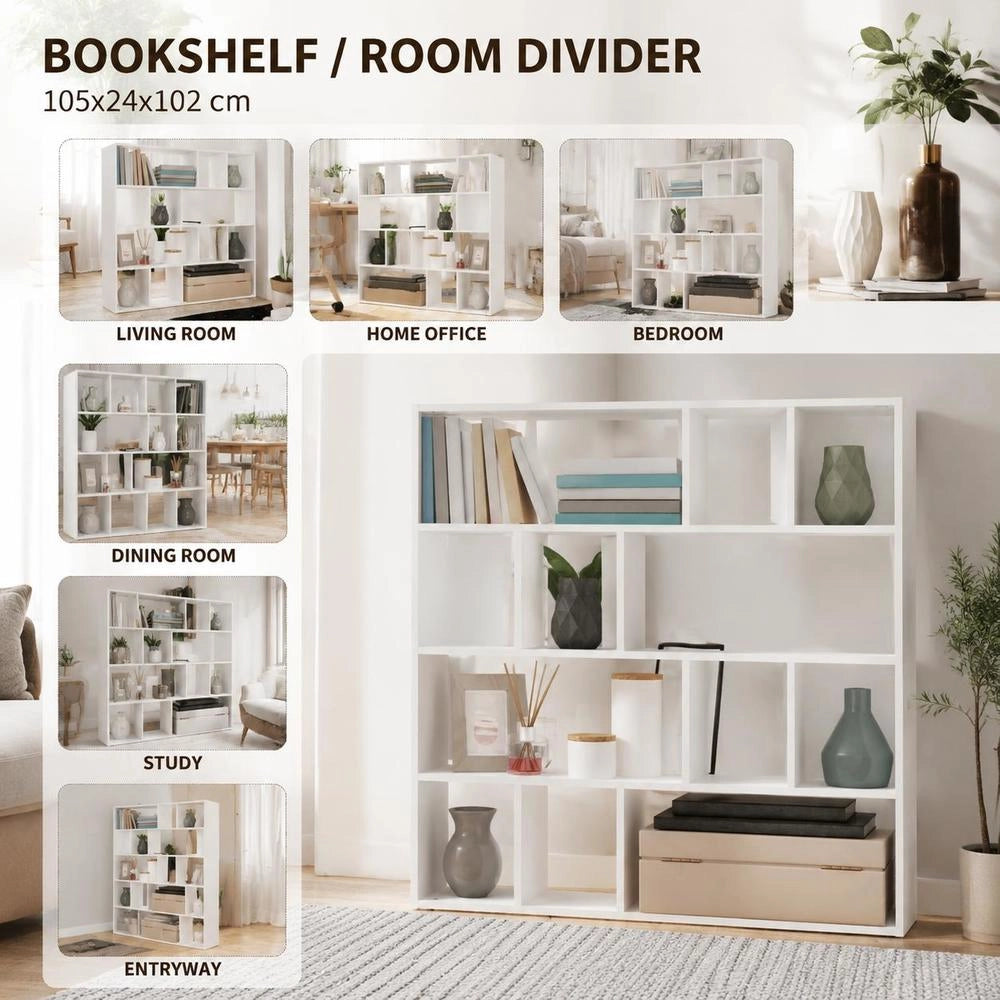 Bookshelf/Room Divider White 105x24x102 Cm