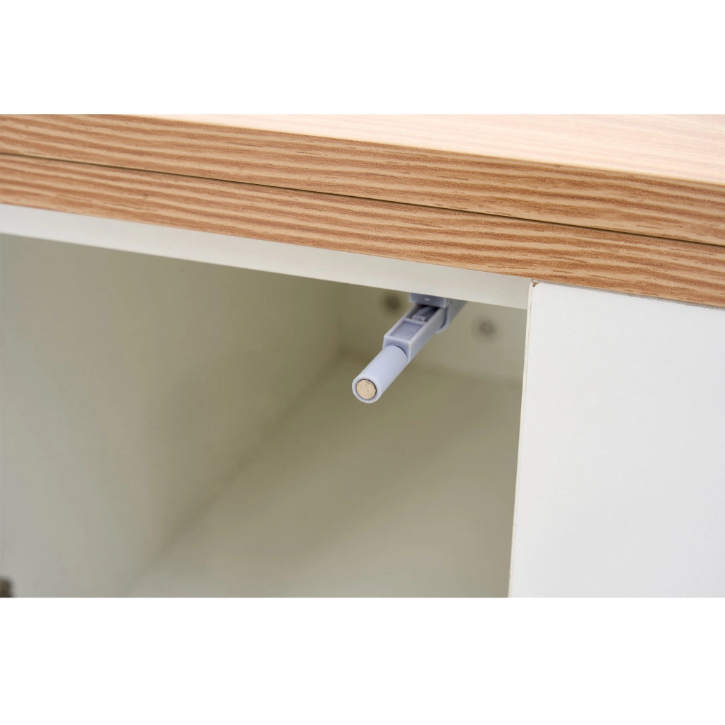 TAVOLO DA CAFFÈ Sollevabile 100x50x55,5 cm Bianco e Legno con 2 ante