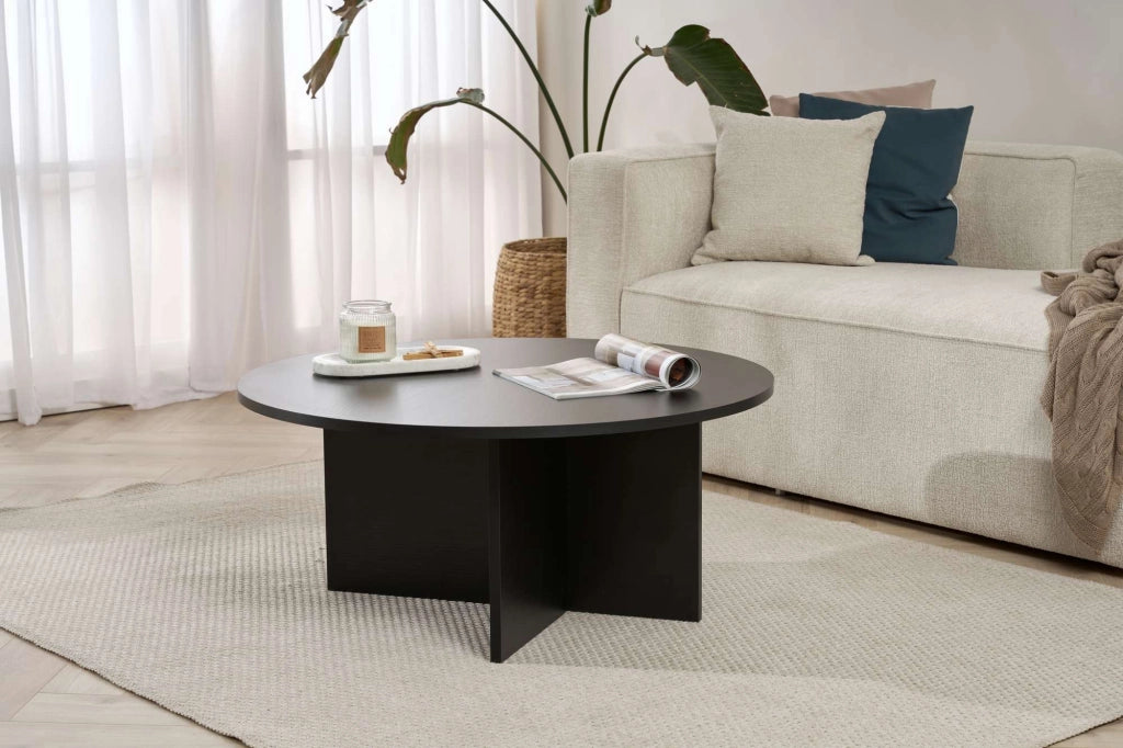 Tavolino da caffè in legno "Sun" - 90 x 90 x 40 cm - Legno nero