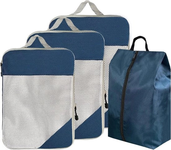 Set di sacchetti di packing - Organizzatore di valigia 4 pezzi - Incluso asciugamano