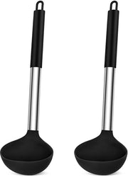 Set di Spugnole da Cucina - 2 Pezzi - Materiale Duraturo - Cucchiaini da Cucina in Acciaio Inossidabile - Nero