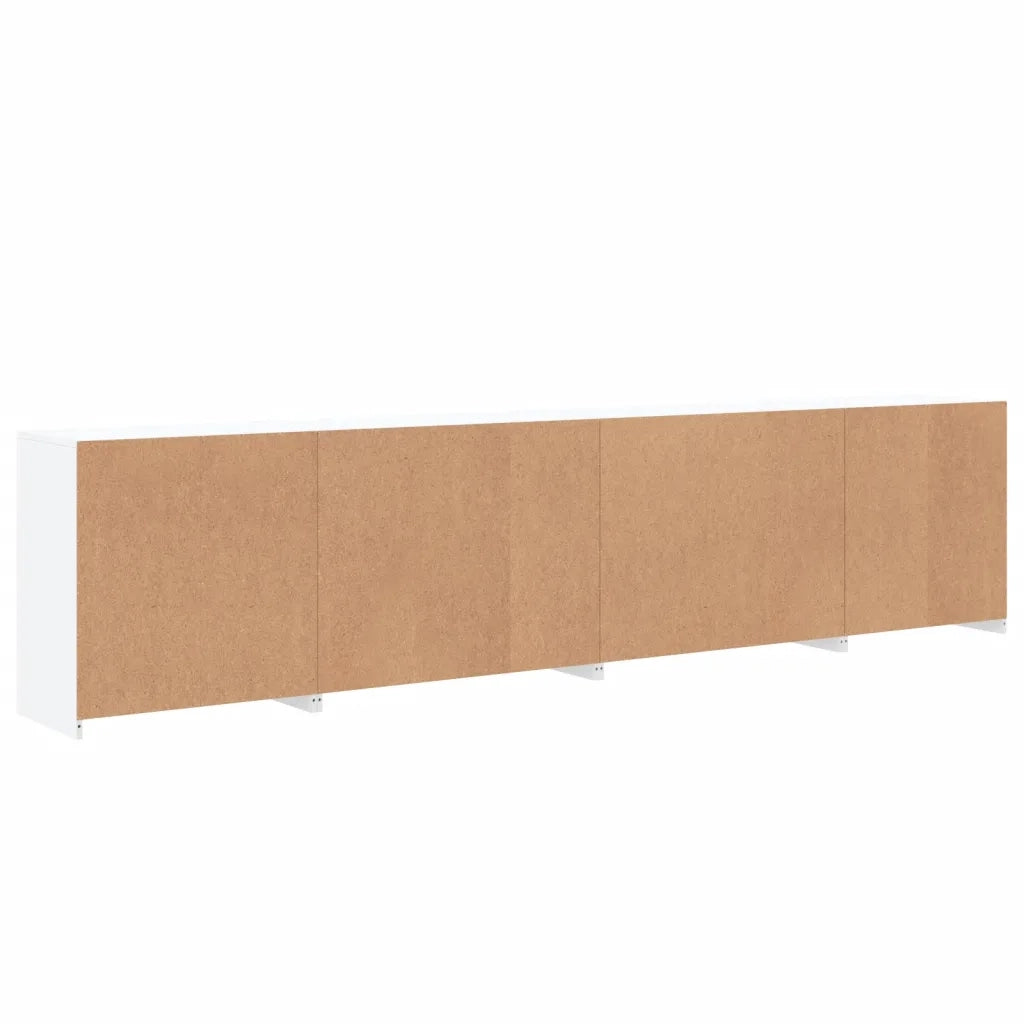 Credenza con Luci LED-Buffet-Armadio da cucina Bianca 283x37x67 cm