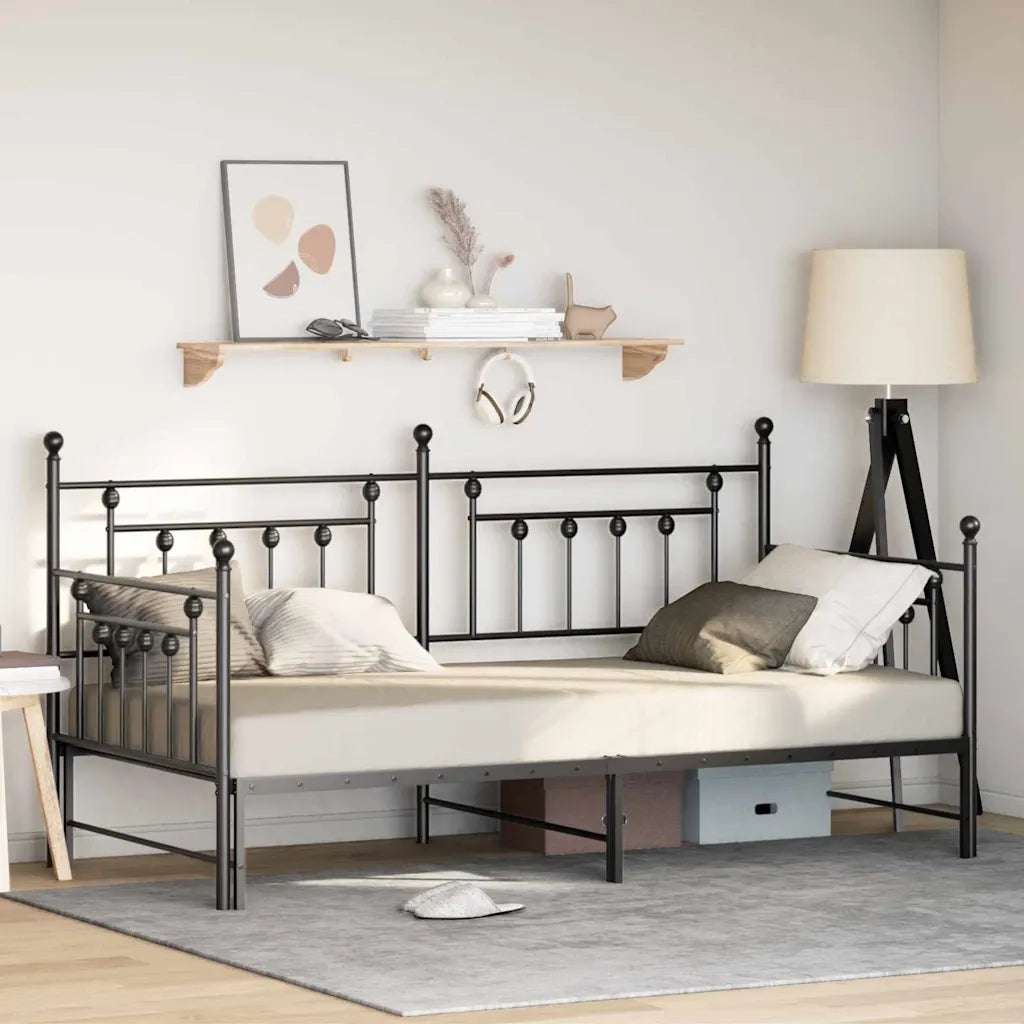 Struttura per letto di giorno Nero 107 x 203 cm Acciaio 42002669