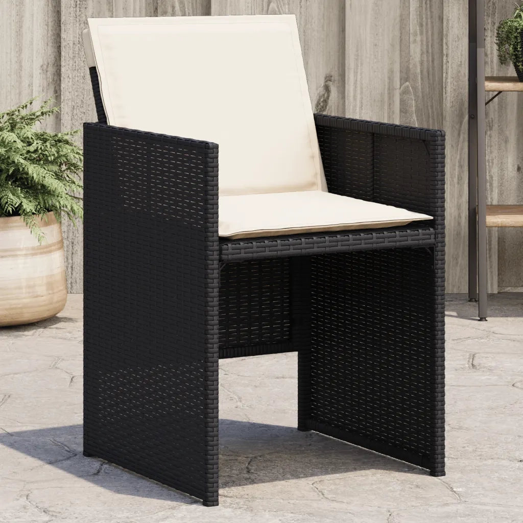 Sedie da Giardino con Cuscini 4 pz | Sedie da Esterno Nere in Polyrattan
