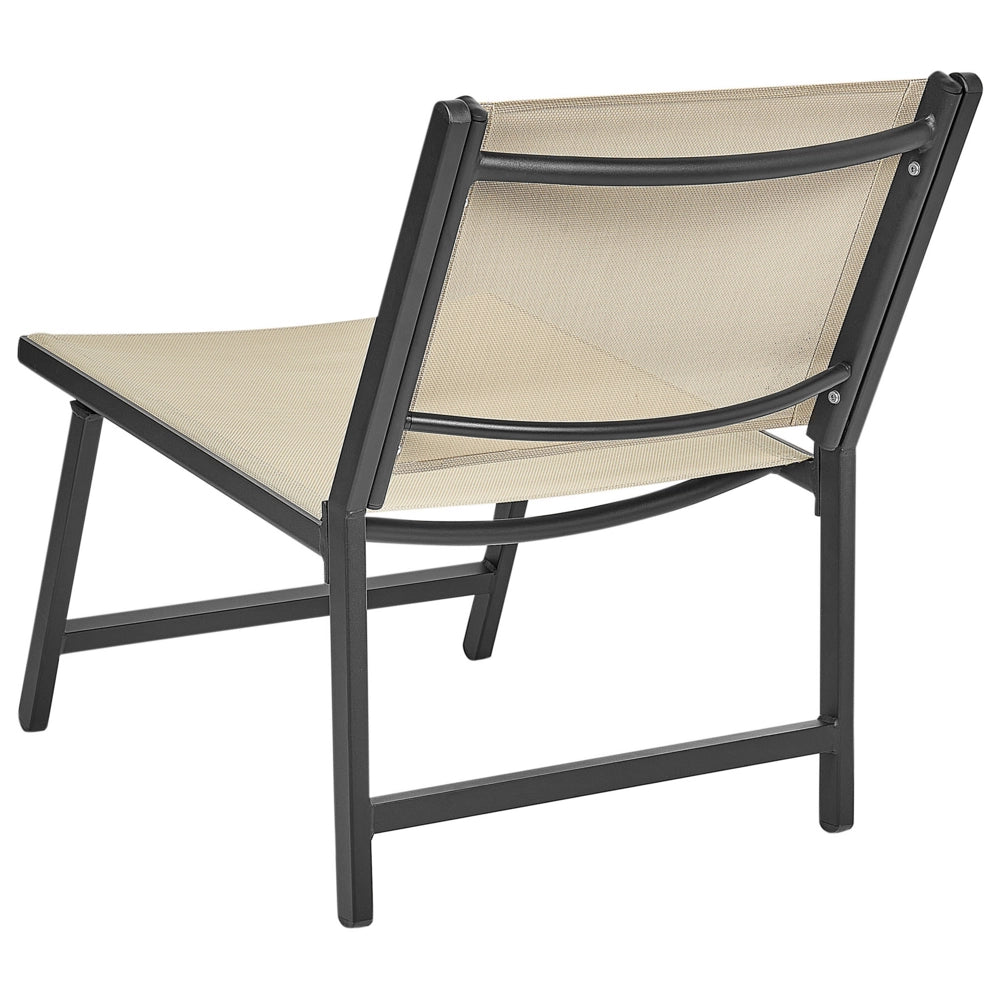 Sedia da giardino Sedile in textilene beige e nero Schienale in metallo con poggiapiedi Design moderno per esterni