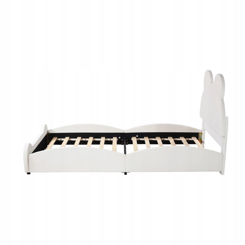Letto imbottito per bambini 90x200 - Xylo - Orsacchiotto di peluche bianco