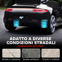 Macchina per Bambini 3-5 Anni con Licenza Ufficiale RUF GT Telecomando Cintura di Sicurezza e Musica Nero