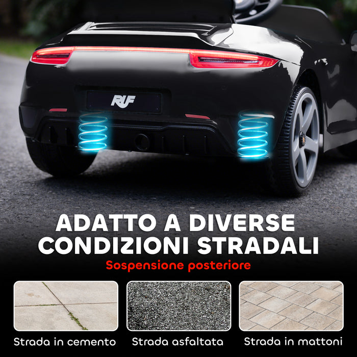 Macchina per Bambini 3-5 Anni con Licenza Ufficiale RUF GT Telecomando Cintura di Sicurezza e Musica Nero