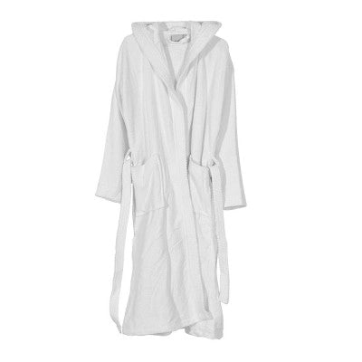 Accappatoio bianco 100% cotone taglia S con tasche cappuccio e cintura