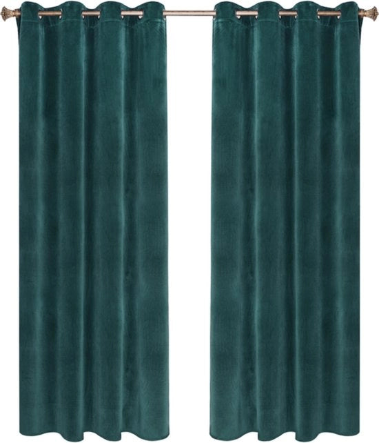 Set di tende Vida 2 pezzi - verde 140x270cm - oscuranti - con cinturino pieghevole - velluto isolante