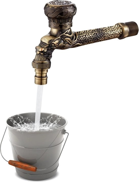 Acquisto di una maniglia di acqua per esterno con lunga manopola: rubinetto esterno antico a forma di drago, rubinetto in ottone antico, rubinetto vintage per esterno con lunga manopola per uso in cucina, bagno o giardino
