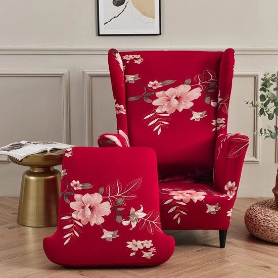Coprispalliera per divano, set 2 pezzi, copertura elastanica stendibile, protezione per divano in soggiorno, camera da letto o hotel (rosa profumata)