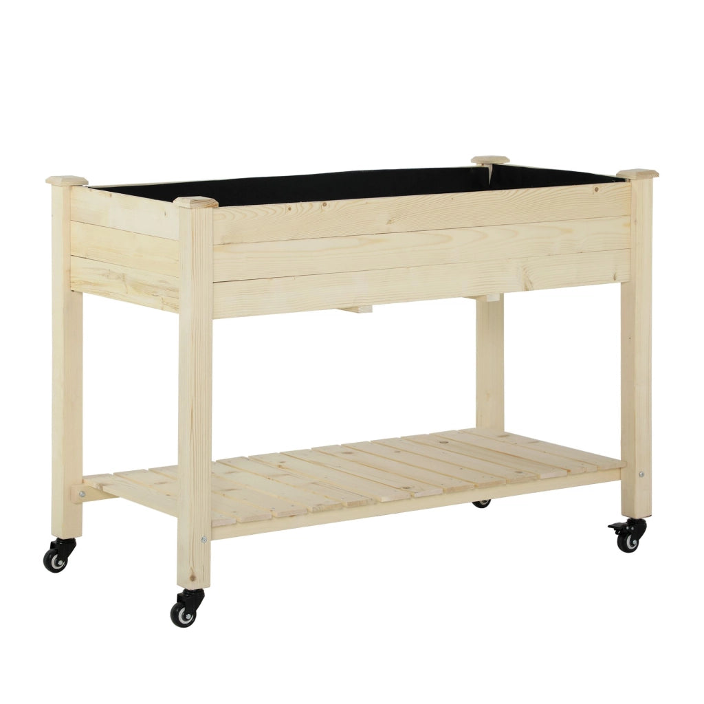 Fioriera da Giardino con Ruote ¨C Zephmum ¨C Legno Massello Pino