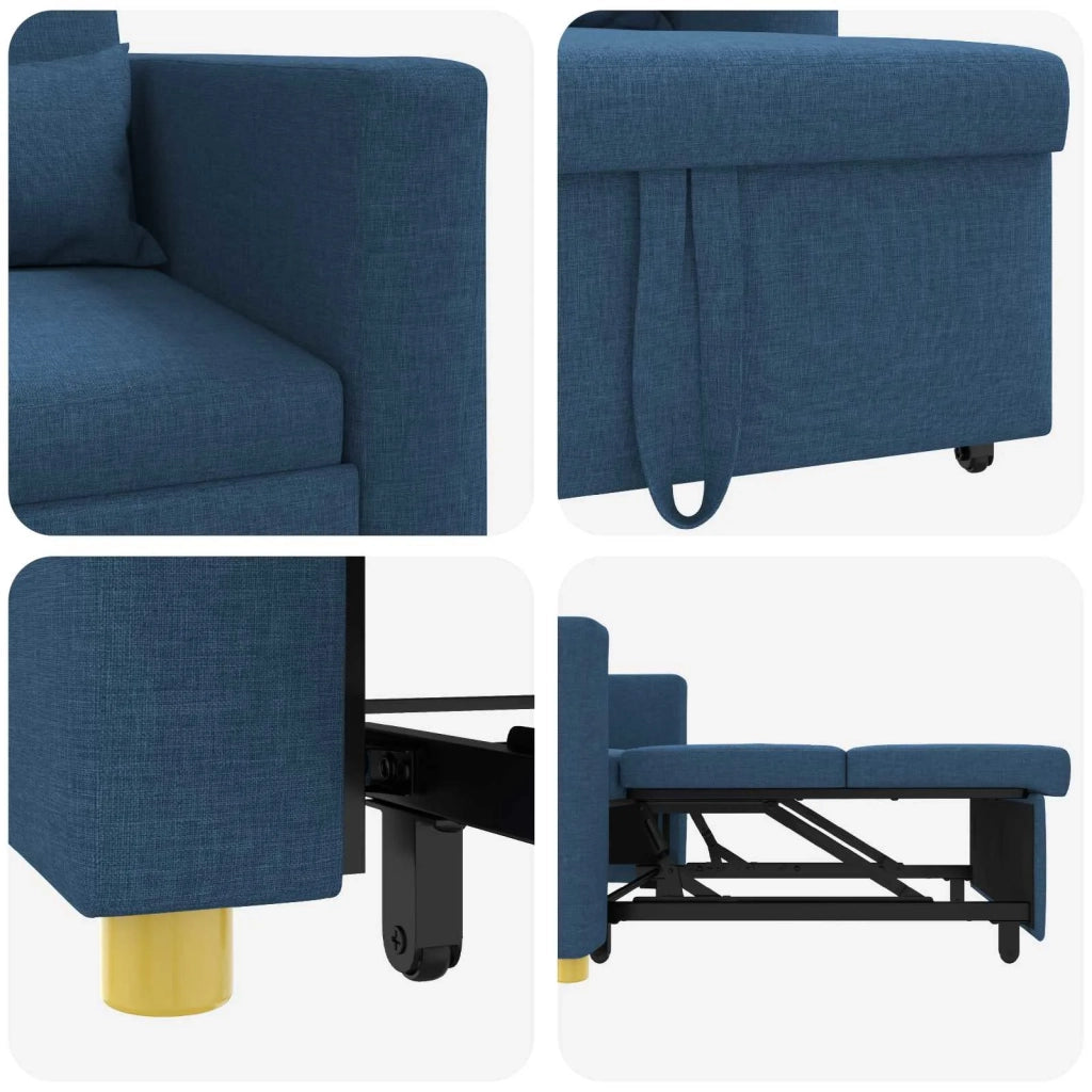 Divano letto | Sof¨¤ letto | Letto singolo estraibile singolo Blu 90 x 165 x 87 cm Tessuto
