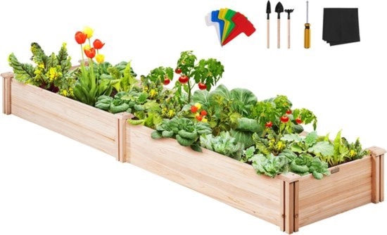 Plantiera in Legno per Giardino - Progettata Elevata - Compresa di Sistema di Drenaggio e Accessori