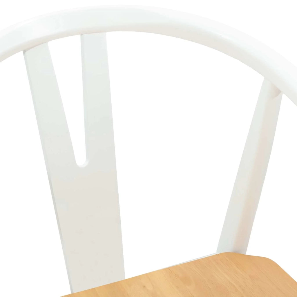 Sedia da pranzo 2 pcs Bianco e Naturale Legno di gomma solido