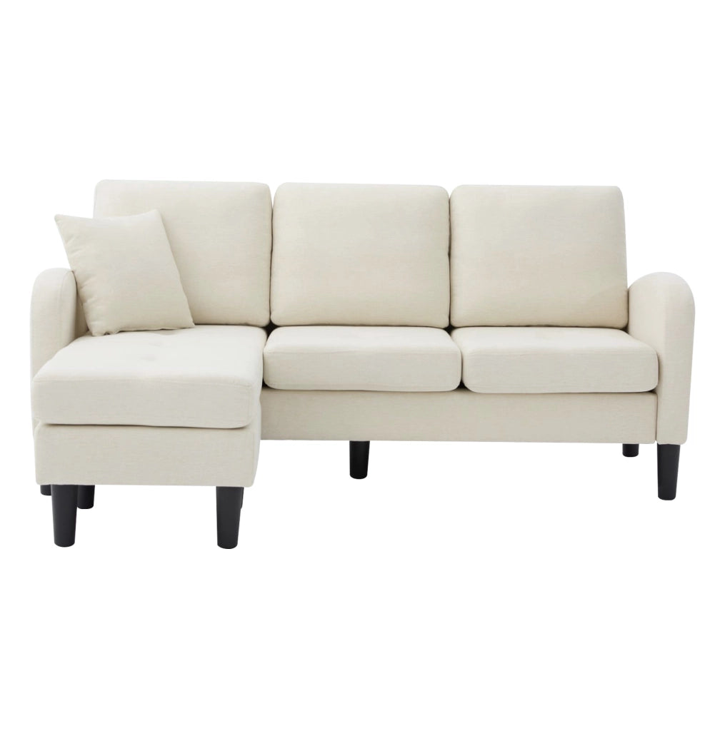 Sofa angolare modulare con chaise longue 166 x 118 x 77 cm; beige chiaro in tessuto effetto lino