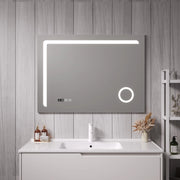 Specchio LED da Parete Chambave Multifunzionale Cornice Argentata 100 x 70 cm pro.tec