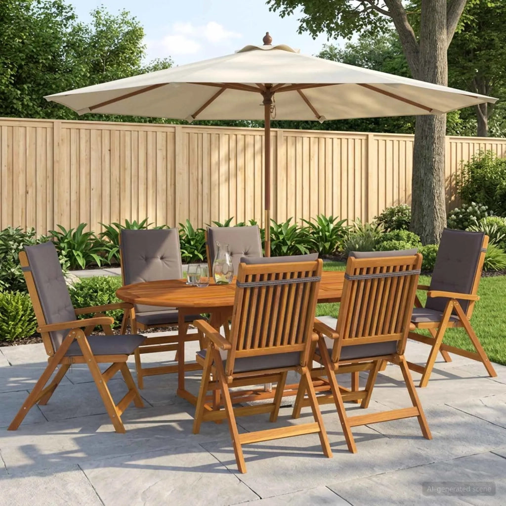 Set da pranzo da giardino 7 pezzi Naturale 3434489