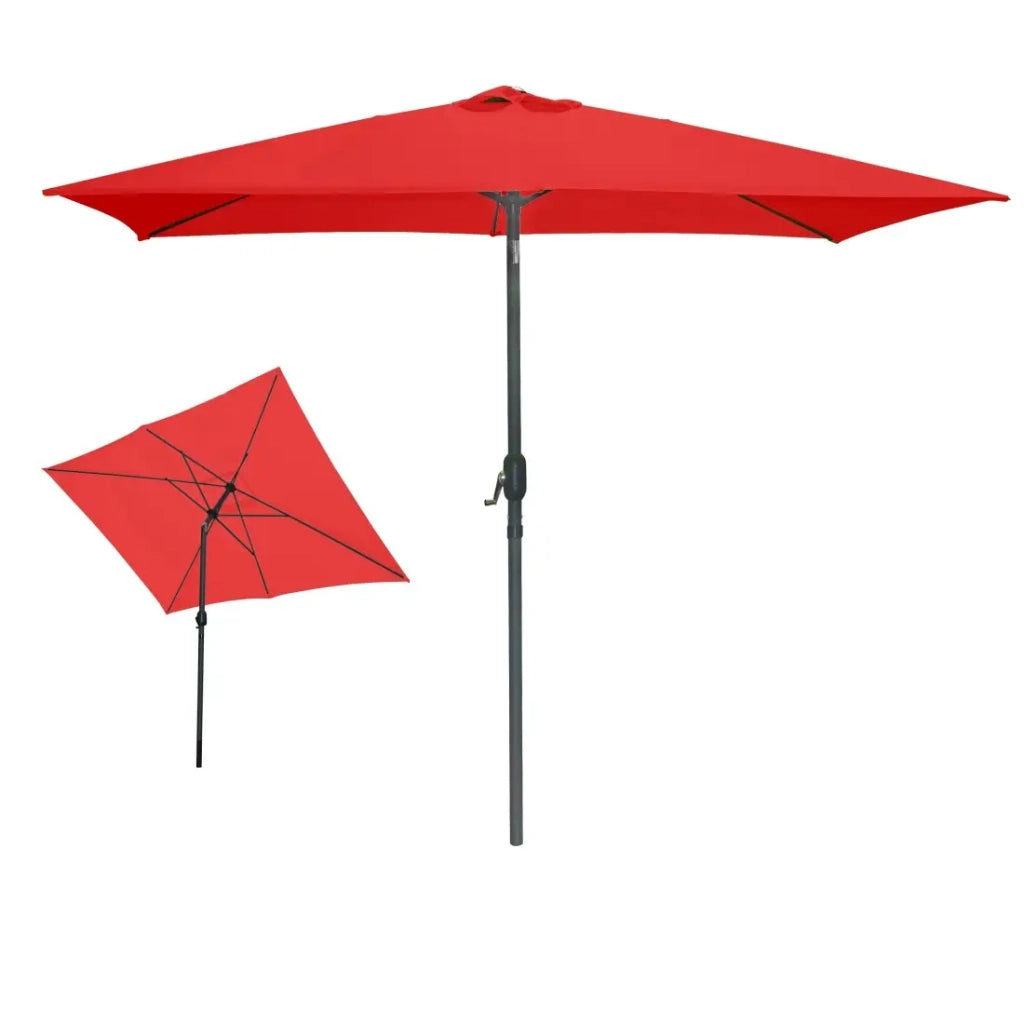 Ombrellone inclinabile rettangolare rosso 200x300x250 cm – Tela 180 g/m² idrorepellente