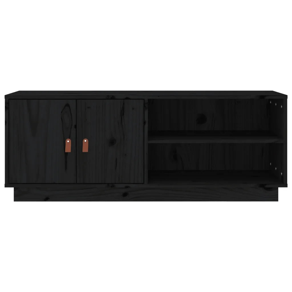 Mobile Porta TV Nero 105x34x40 cm in Legno Massello di Pino 818224