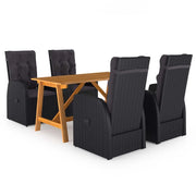 Set Mobili da Pranzo per Giardino 5 pz Nero cod mxl 51032
