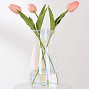 Vaso iridescente trasparente in vetro 20CM per decorazione di casa moderna - Vaso per pampas per decorazione di casa - Vasi decorativi per decorazione estetica - Vasi in vetro per matrimoni - Grande vaso per tulipani per tavolo da pranzo