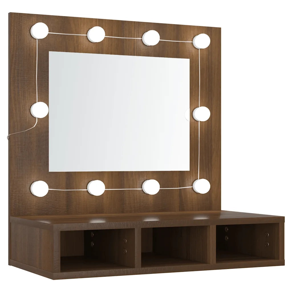 Mobile a Specchio | Armadio da bagno con LED Rovere Marrone 60x31,5x62 cm