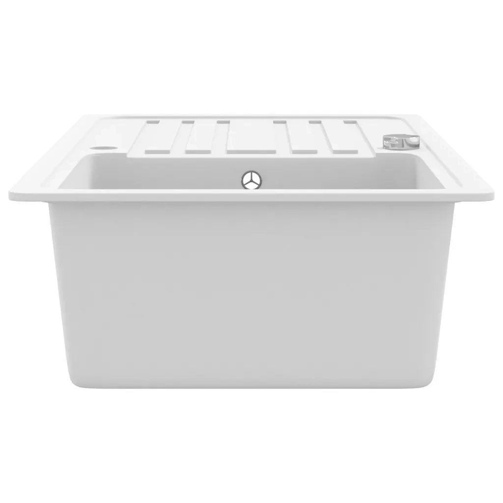 Lavandino cucina granito lavello singolo scolapiatti reversibile bianco CFW3669619