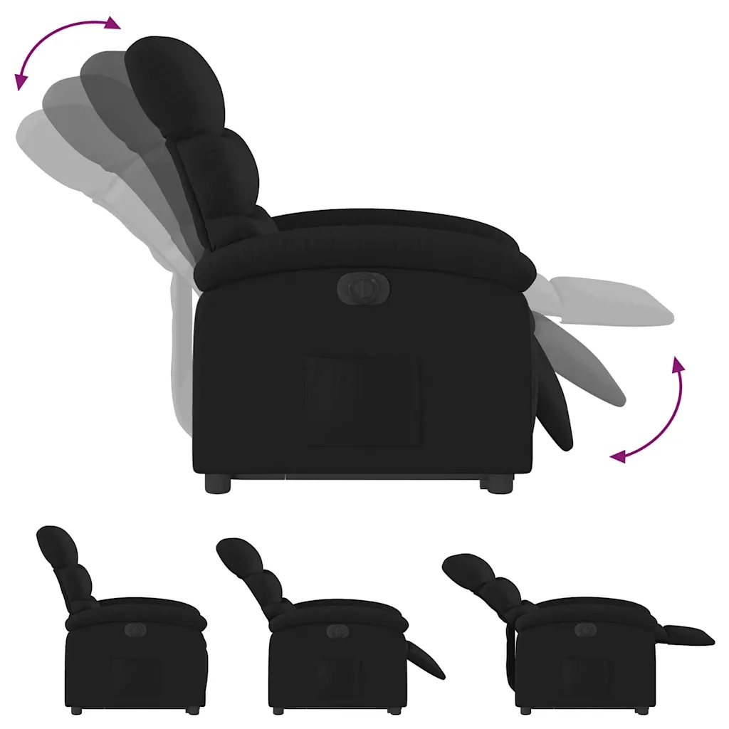 Poltrona | Sedia Relax Alzapersona Reclinabile Elettrica Nera in Tessuto